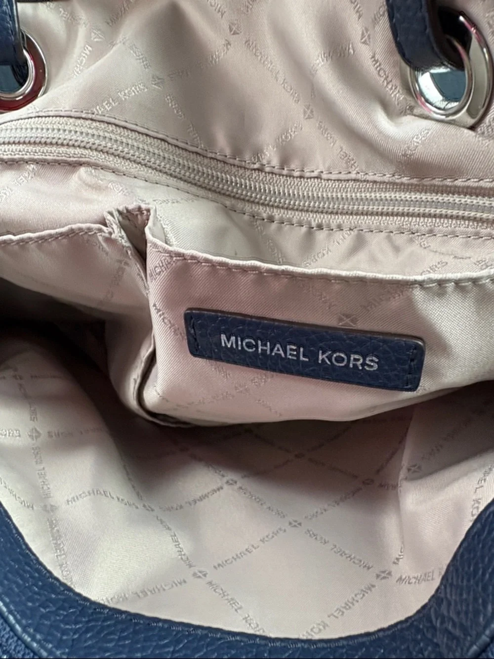Michael Kors Bedford Large N/S Tote - Navy Pebbled Leather Shoulder Bag